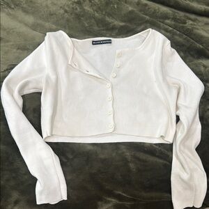 Brandy Melville White Button Down Crop Top